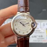 Swiss quartz - TW Cartier Medium Ballon Bleu Brown Leather Strap Watch 33mm